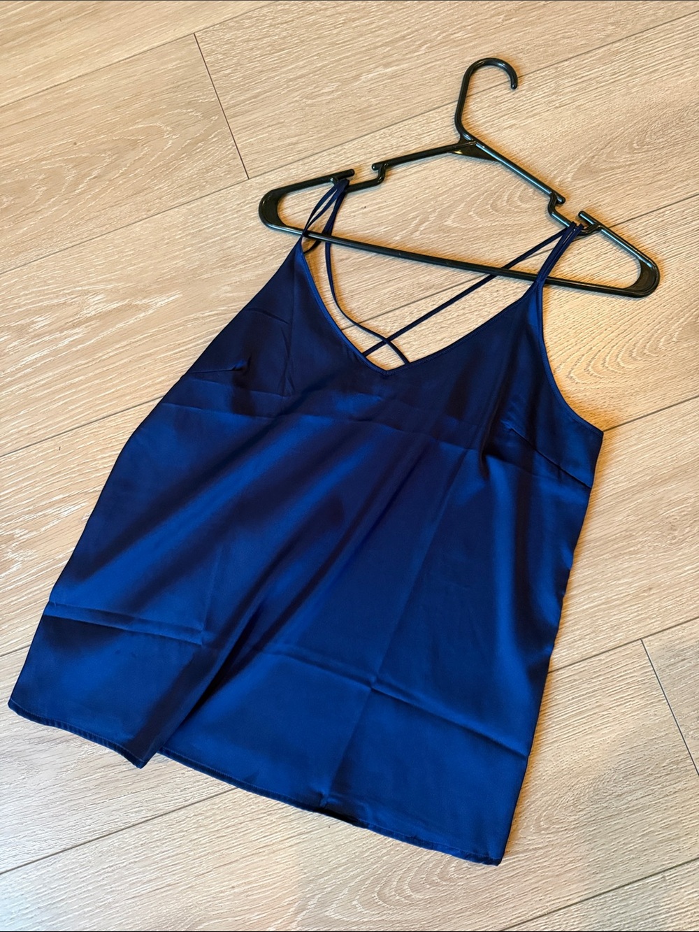Women’s Strappy Satin Tank Top - Navy